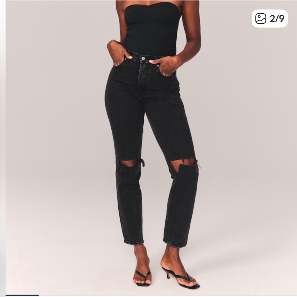 Abercrombie & Fitch High-Rise Black Distressed Jeans